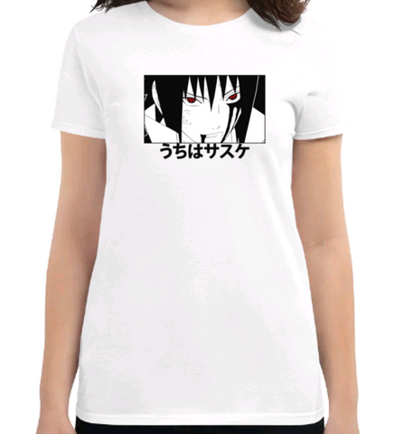 Camiseta Sasuke Eyes Preta e Branca Feminina